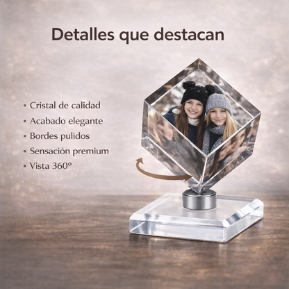 Cubo Recuerdo de Cristal 3D