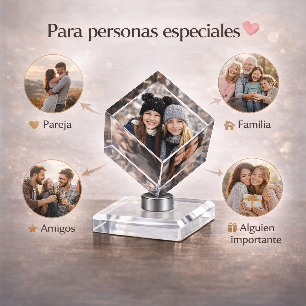 Cubo Recuerdo de Cristal 3D