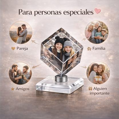 Cubo Recuerdo de Cristal 3D
